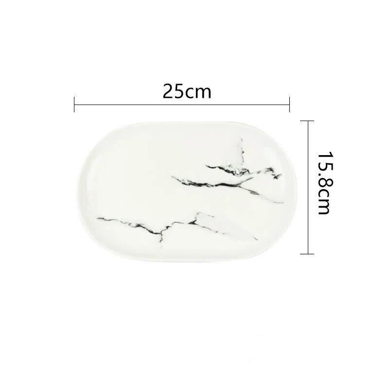 Nordisches Marmor Keramikschüssel-Set – Porzellangeschirr für Frühstück, Reis, Nudeln, Suppe