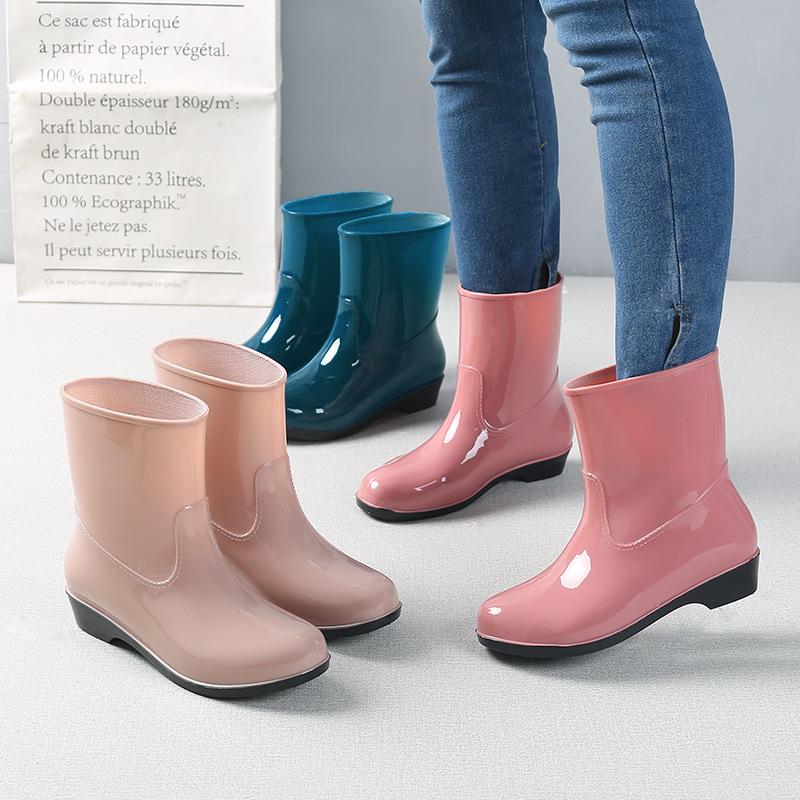 Four Season Warm Water Shoes, Midsole Anti Slip Rain Shoes, Korean Version Women's Rain Boots, Waterproof Wash Shoes, Work Shoes