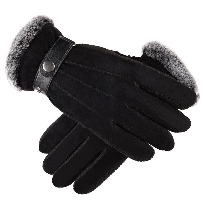 7 Types Pigskin Mens Winter Warm Gloves Leather Thicken Cotton Windproof Driving Mittens