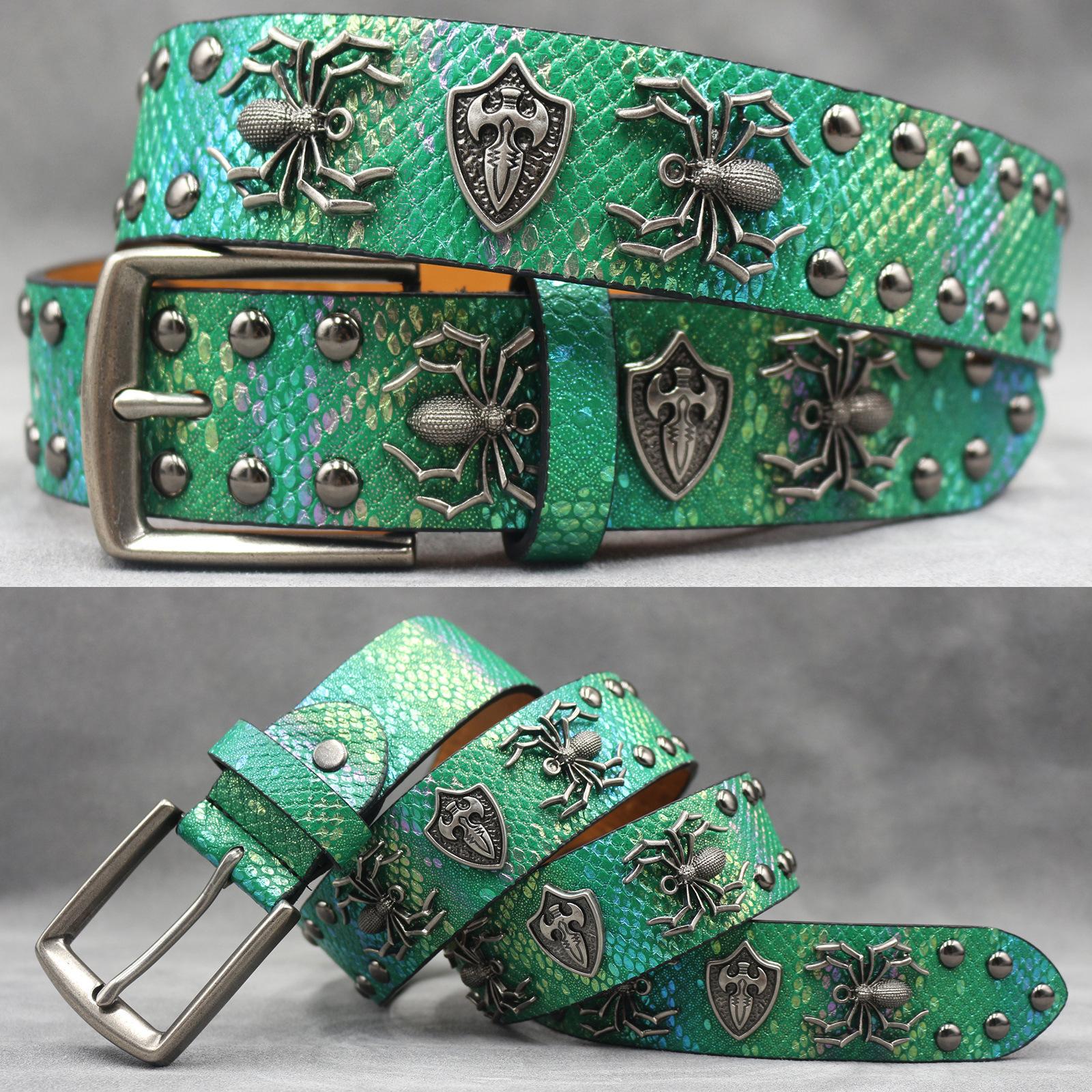 7-color 3D Spider Rivet Belt Punk Men s Belt Women s Snake Pattern Versatile Decorative Belt 125cm