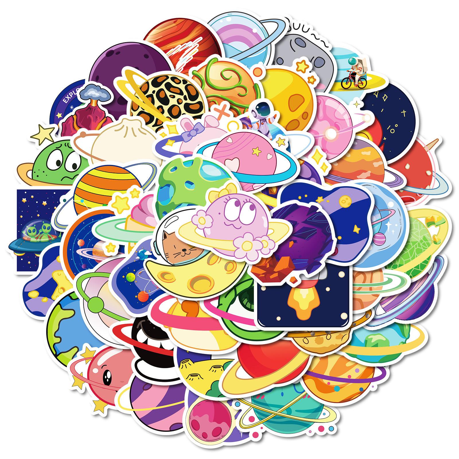 

50 Креативных наклеек с планетами DIY для украшения детской комнаты, чашки для воды, скейтборда, без повторяющихся наклеек