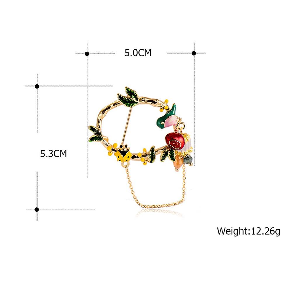 Blucome Newest Gold Color Wreath Shape Brooches Copper Corsage for Women Suit Collar Clip Pins Wedding Jewelry