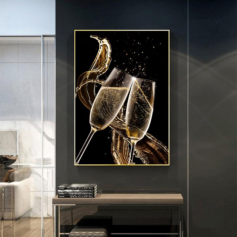 Black Golden Flower Glass Canvas Poster Print Abstract Wall Art Painting Modern Home Decor Nordic Living Room Decoration Picture