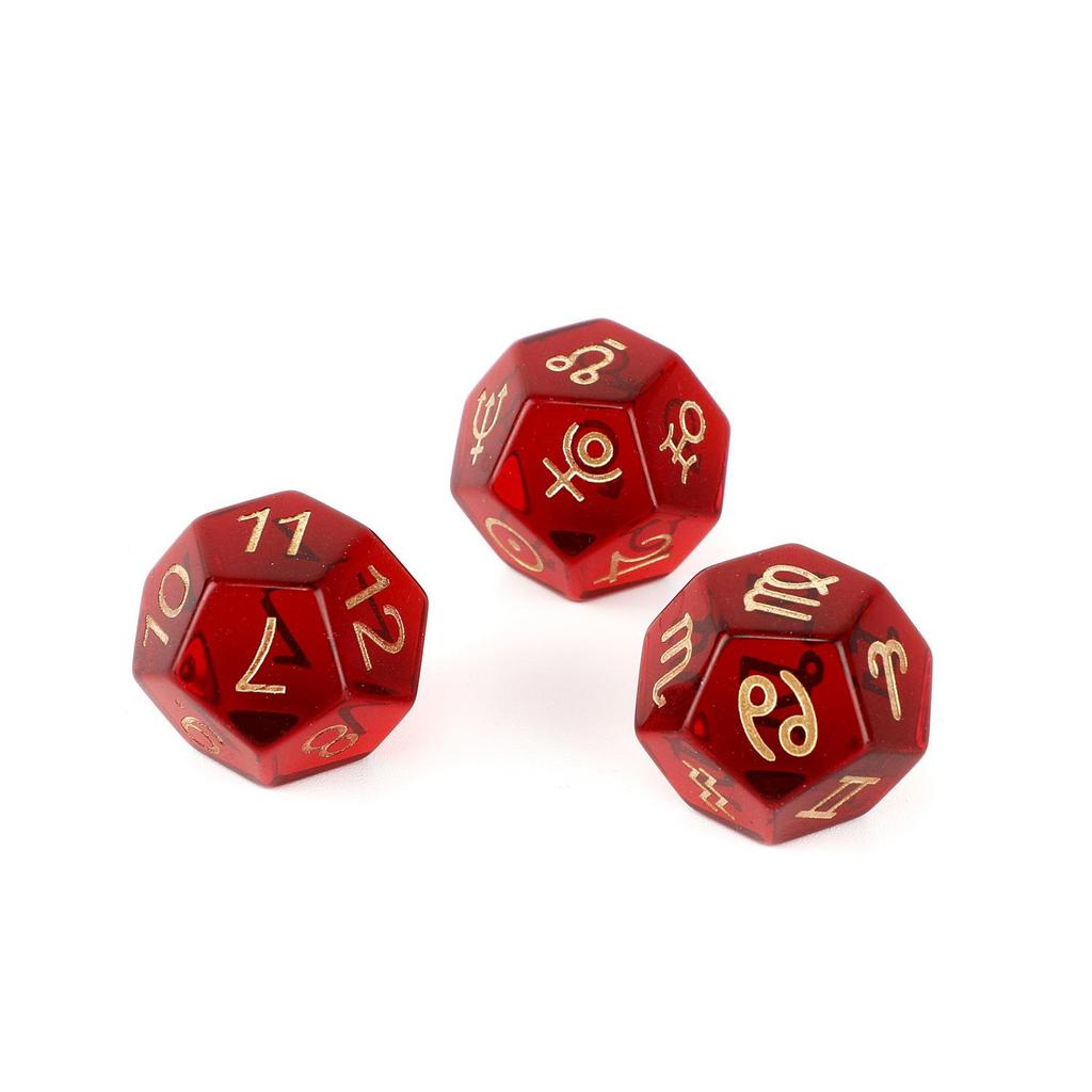 Transgraniczny zestaw kości D12 z naturalnego kryształu kwarcu Zodiak i Tarot