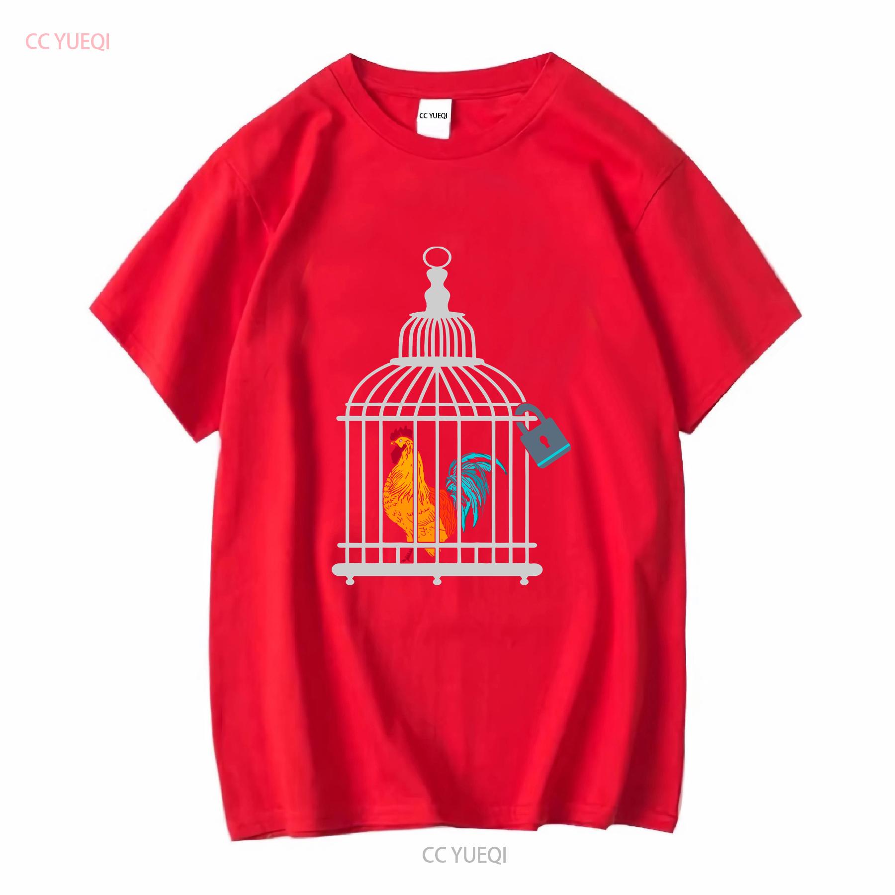 КРАСНЫЙ ПЕТУХ ПЕТУХ МУЖСКОЙ ПОЯС ВЕРНОСТИ Курица в Клетке Футболка винтаж Стильная с принтом Мода Унисекс Универсальная Эластичная Повседневная S