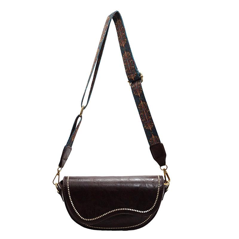 

Трендовая новая сумка-седло женская сумка ретро мода универсальная сумка через плечо вышивка высококлассная нишевая сумка-мессенджер One size