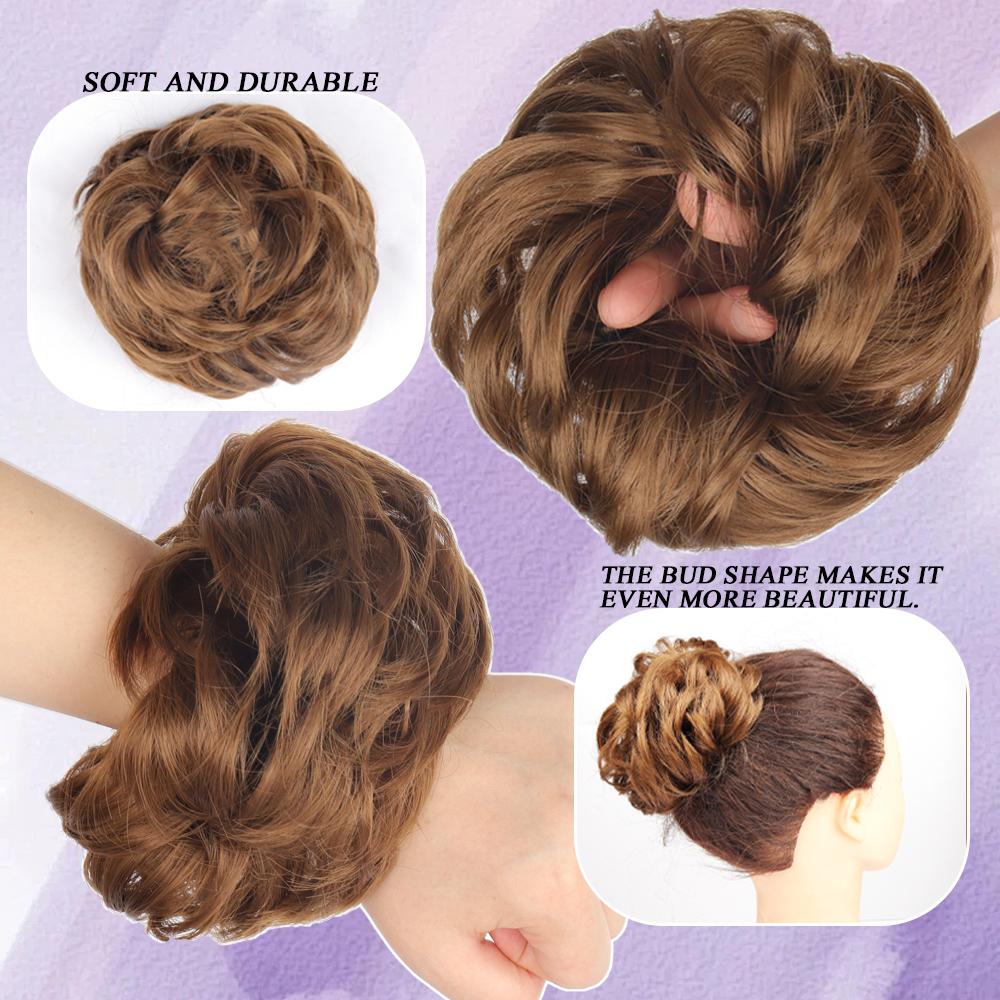 Synthetische Mode lockiger unordentlicher Chignon-Haarknoten Haarschmuck elastische Faser Haarteil Chignon für Frauen Hochzeitsfeier den täglichen Gebrauch