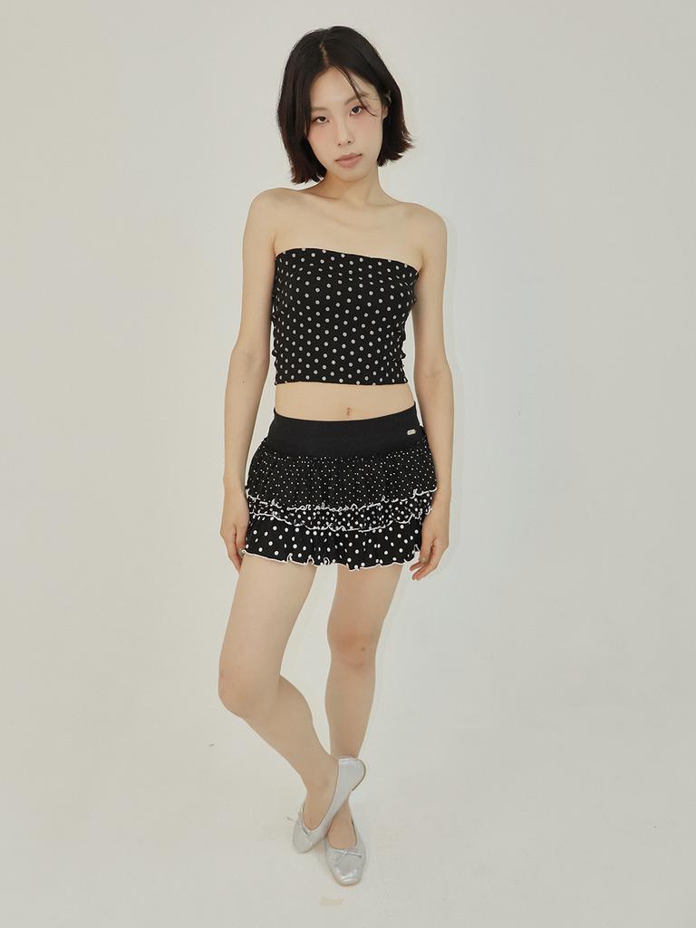 Asula Lace Dot Cancan Skirt (Black)