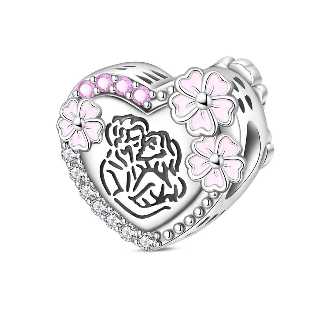 S925 Silver DIY Charm Bead Pendant For Handmade Bracelet Necklace Jewelry Making Family Valentine's Day Gift Accessories