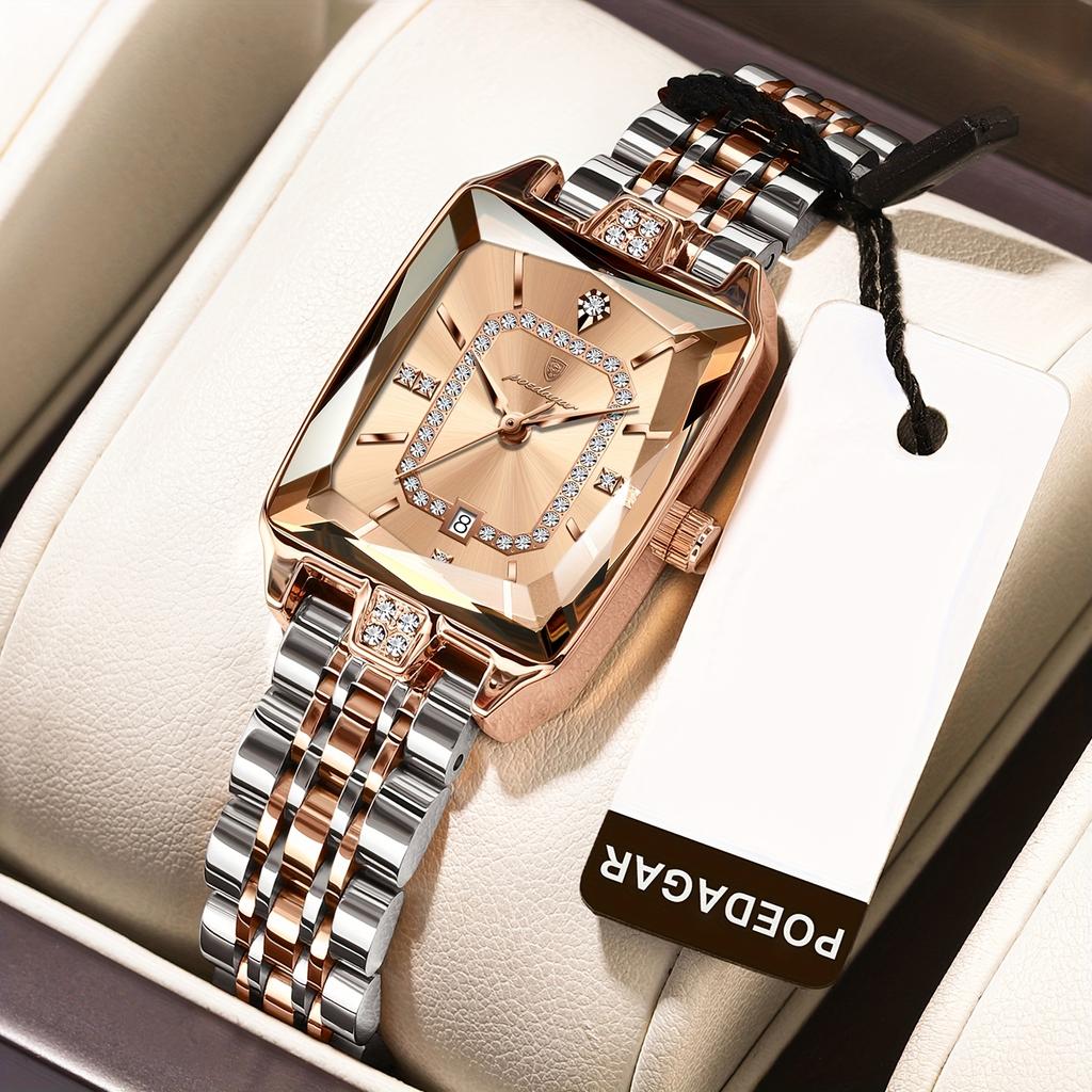 Luminous Calendar Stainless Steel Ultra-Thin Square Watch Fashion Trend Leisure Easy Korean Luxury Ladies Quartz Wristwatch