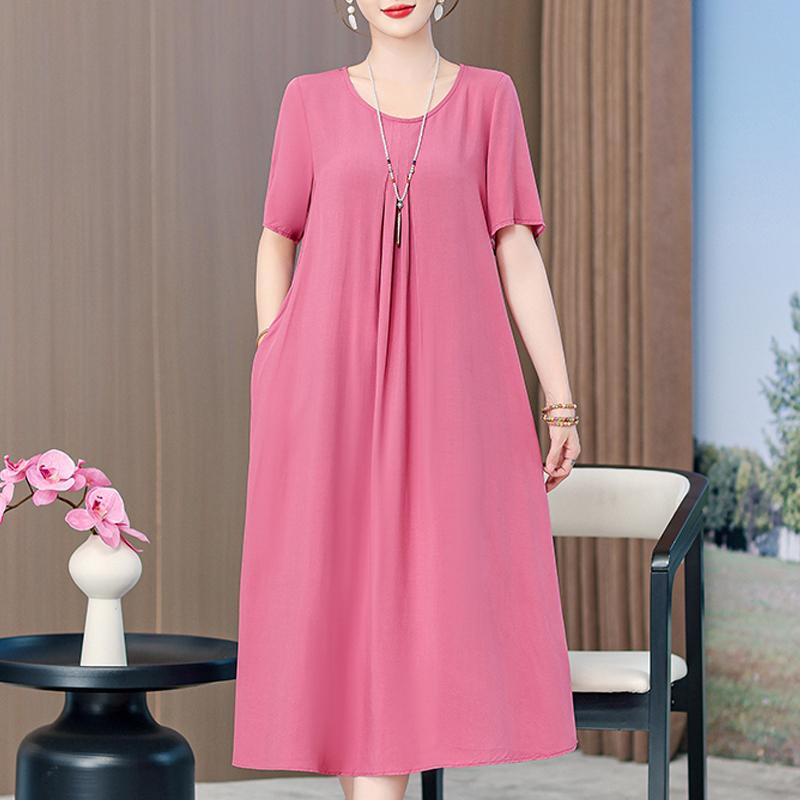 Summer Elegant Long Dresses for Women Plus Size Loose Short Sleeve Vintage Print Women's Dress