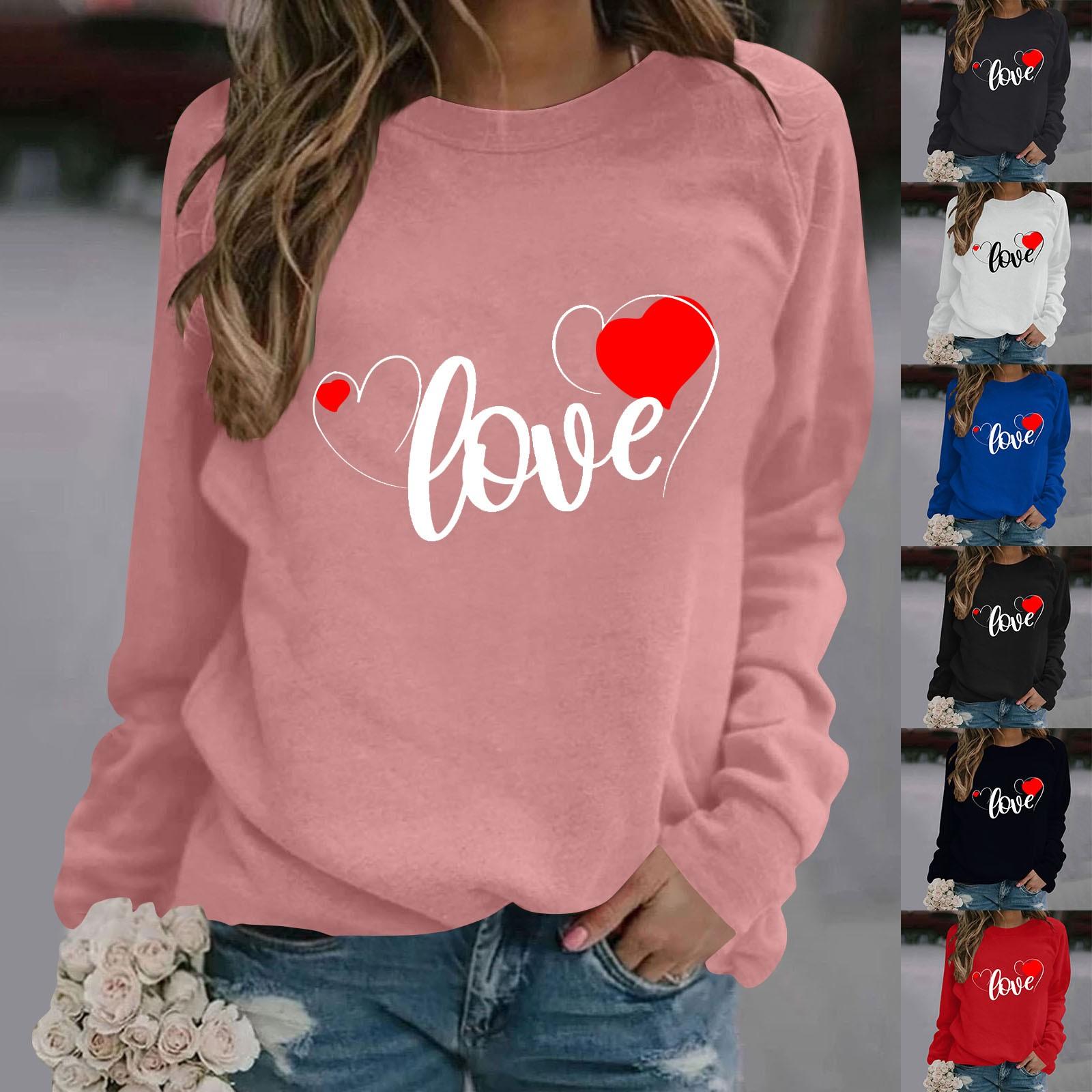 

Женский модный повседневный однотонный свитер с длинным рукавом и принтом ко Дню святого Валентина