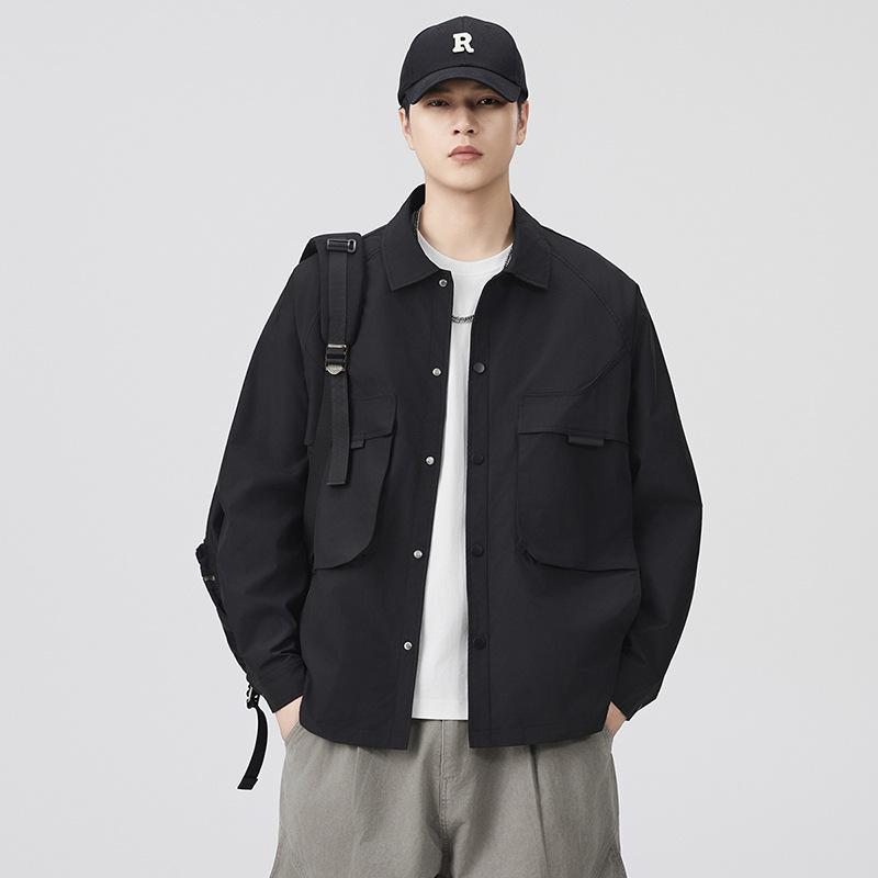 

Working Jacket Men s Autumn and Winter New Jacket Lapel Loose Casual Sports Solid Color Men and Women Versatile Handsome Fashionable S