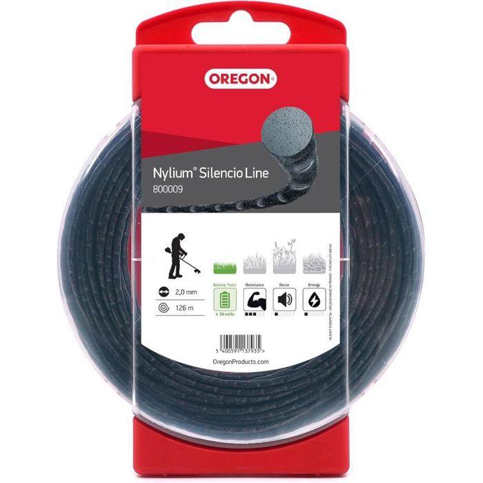 Fil Débroussailleuse Rond Torsade Nylium Silencio Noir Ø2.0mm/126m Oregon 800009 Faible Niveau Sonore Pour Une Coupe Confortable Et