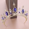 Baroque Crown Blue Crystal Bridal Tiaras Crown Crystal Rhinestone Crown Tiaras Bridal Hair Jewelry Wedding Hair Accessories