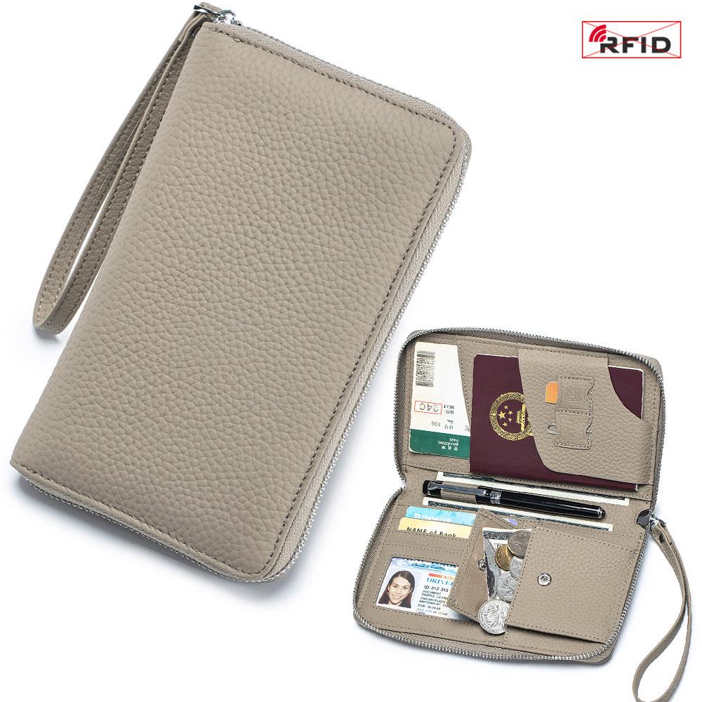 Genuine Leather Women's Anti-Theft Passport Holder & Large Capacity Wallet