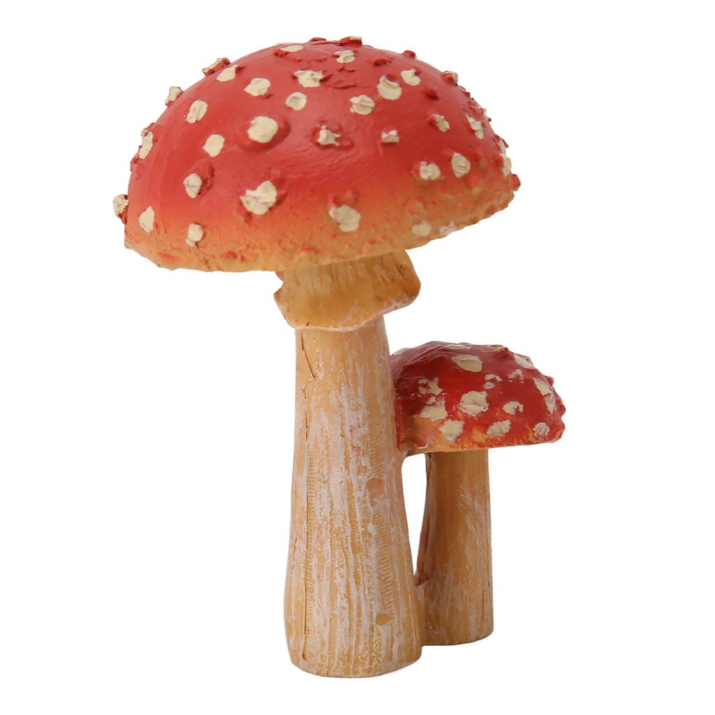 Pilz Dekoration 10 cm Hoch 2 Köpfig Niedlich Helle Farben Wetterfest Langlebig Harz Pilz Statue für Gartendekoration