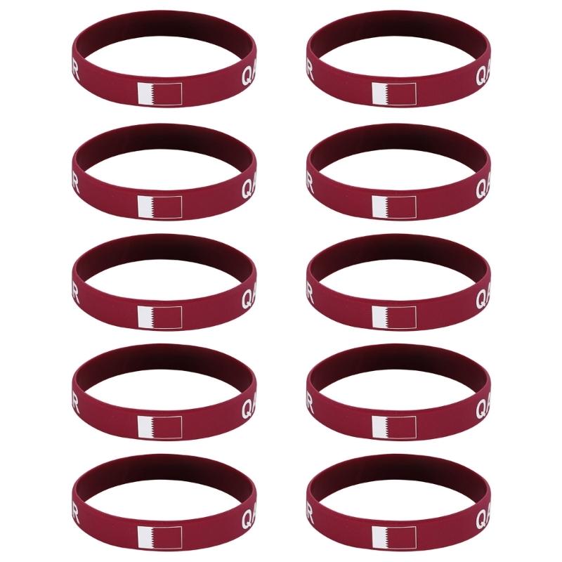 Set Of 10 Piece Vibrant Silicone Wristbands With 2026 Sports Event Country Flags Ideal For Gifts And Parties