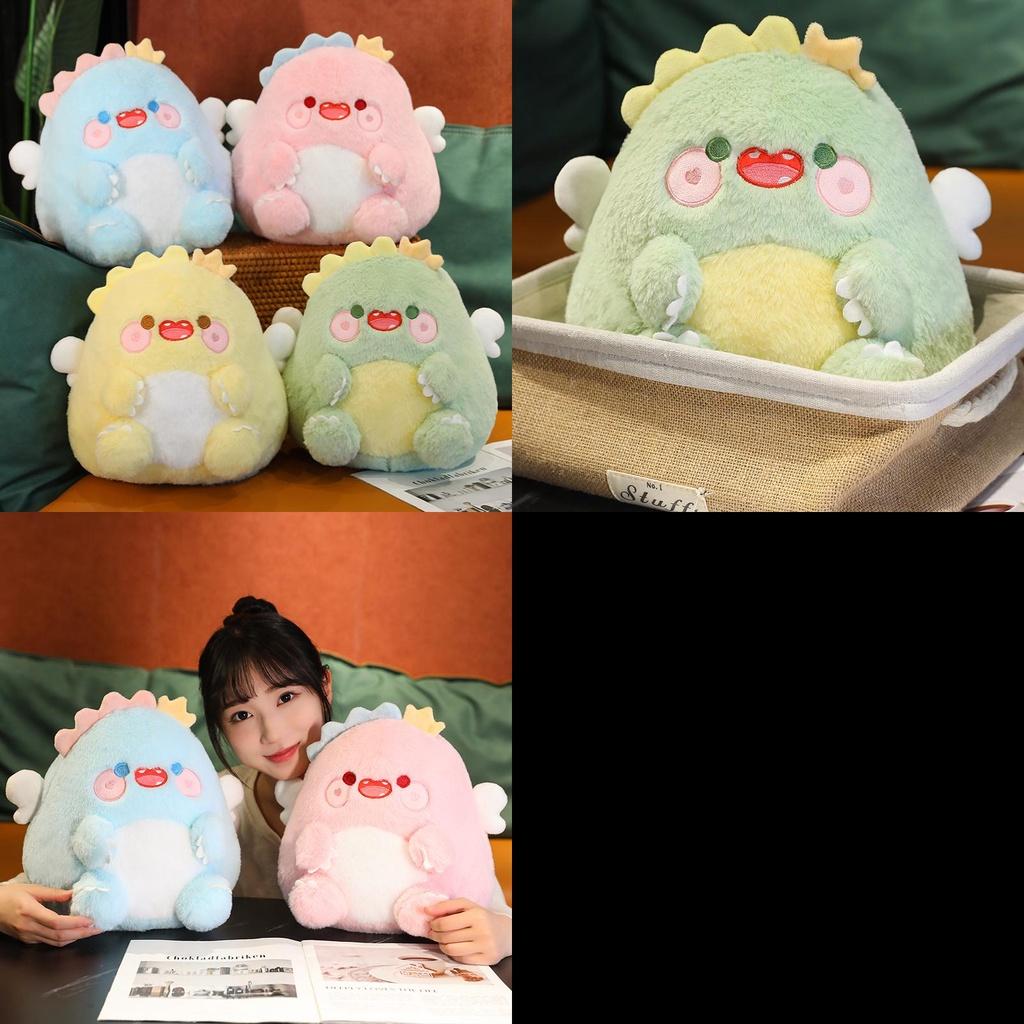 Niedliches Engel Dinosaurier Plüschtier Kissen für Kinder, PP Baumwolle gefüllt weicher Stoff, Perfektes Geburtstagsgeschenk, 30*26cm