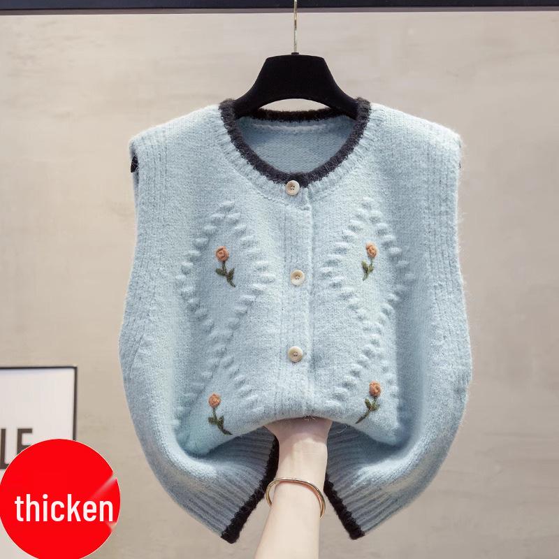 Women's 2025 Floral Knit Cardigan Vest - Sleeveless, Loose Fit Layering Sweater for Autumn/Winter