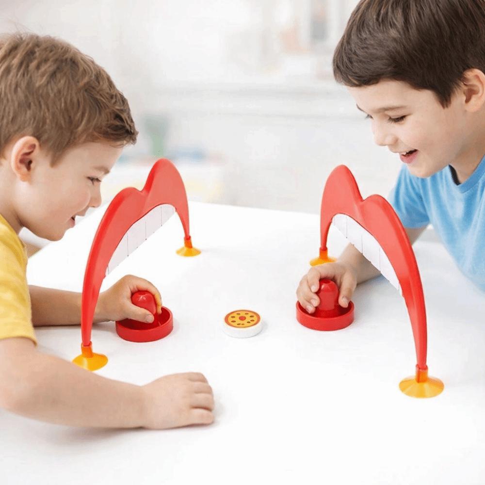 Desktop Size Ice Hockey Board Game Competitive Play Fast-Paced Pizza Hockey Game Push Action Skill-Based Ice Hockey Toy