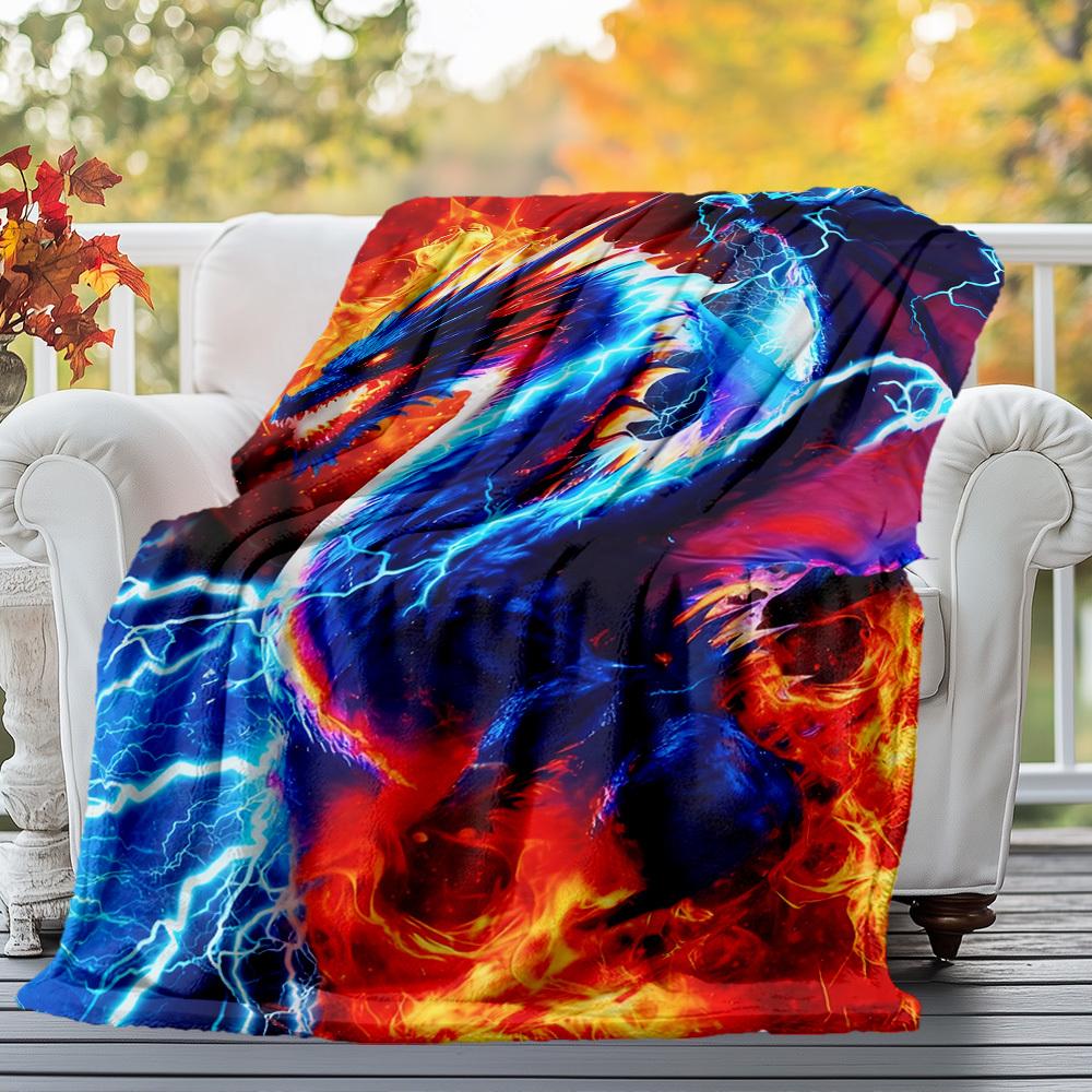 Electric Dragon Fire Outdoor Flannel Blankets, travel, Home Blankets, Suitable for All Seasons,Christmas Gifts. R1127255