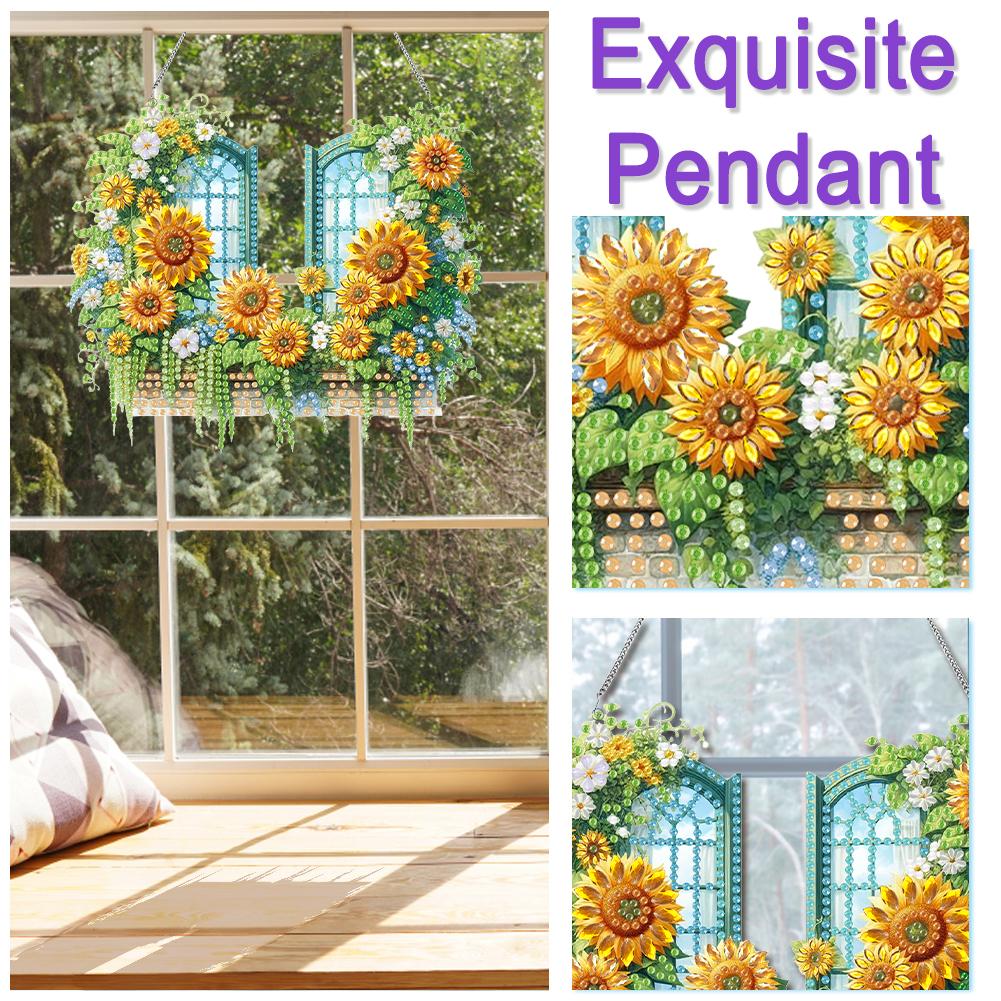 Acrylic Diamond Art Hanging Pendant Diamond Painting Hanging Pendant Rhinestone Diamond Art Window Pendants for Home Wall Decor