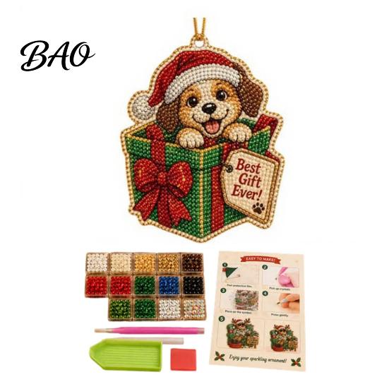 Holiday Home Decoration Making Christmas Hanging Faux Pearl Art Kit for Adult, DIY Bead Ornaments Painting Ornament, Handmade Craft Set Tree