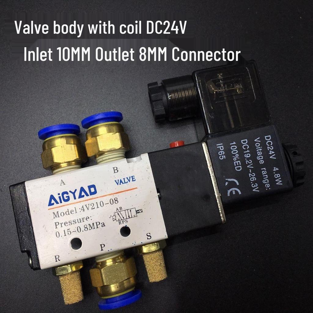 4V210-08 Solenoid Air Valve: Two-Position, Five-Way, AC220V/DC24V