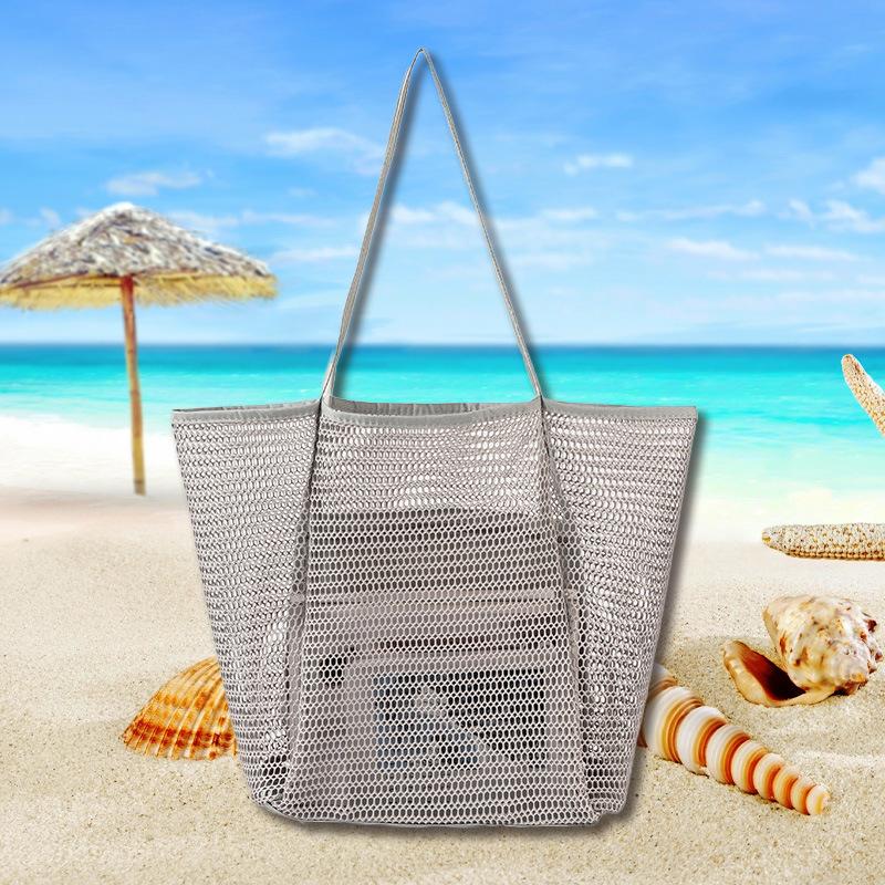 Hot selling, Mesh Beach Bag, Caramel Color, Toilet Bag, Swimming Clothing Storage Bag, Single Shoulder Handbag, Travel Portable Bag