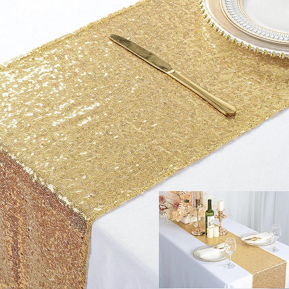 Runtowo Sparkly Sequin Table Runners for Wedding Decoration Glitter Table Runners Birthday Baby Shower Party Decor