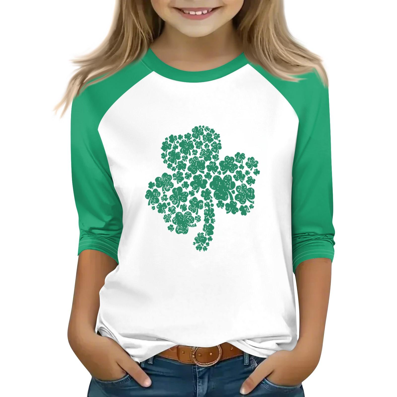 

Топы для девочек 4-16 лет с круглым вырезом и рукавами 3/4 Футболки Модные топы Наряды Футболки 120