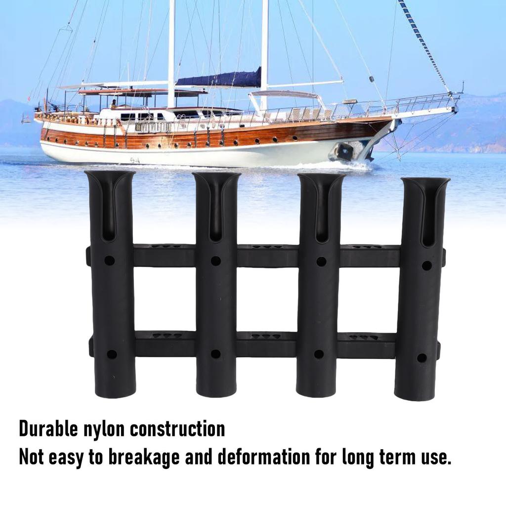 4 Tube Fishing Rod Holder Boat Wall Mounted Fishing Rod Holder 4 Tubes Nylon Vertical Fishing Pole Rack for Boats Yacht Kayak