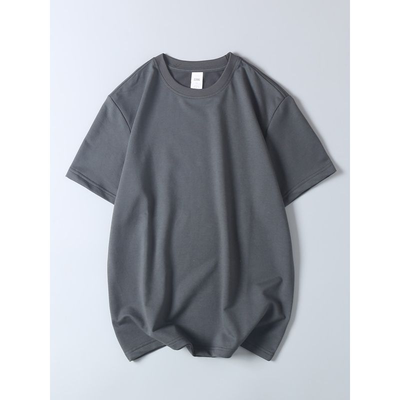 Export Export Orders! 220G Combed Cotton Sweater Short Sleeve T-shirt Summer Men's Pure Color Crew Neck Casual Half Sleeve