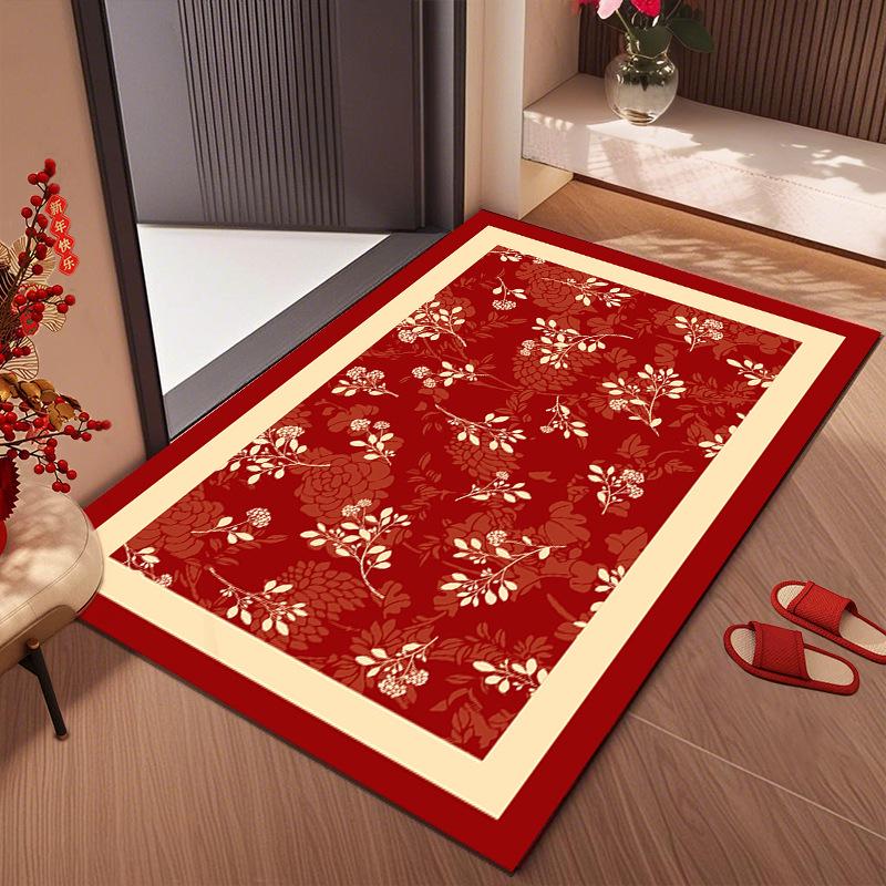 New Year Red Festive Diatomaceous Earth Bathroom Mat - Dirt & Wear-Resistant Entrance Mat