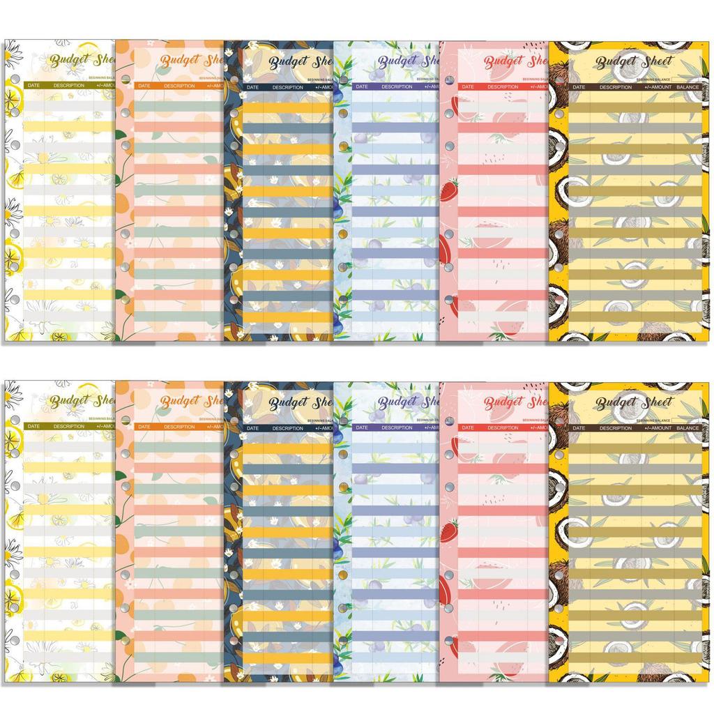 A6 Budget Book Replacement Core: 6-Hole Loose-Leaf Cash Envelope & Consumption Card Paper.