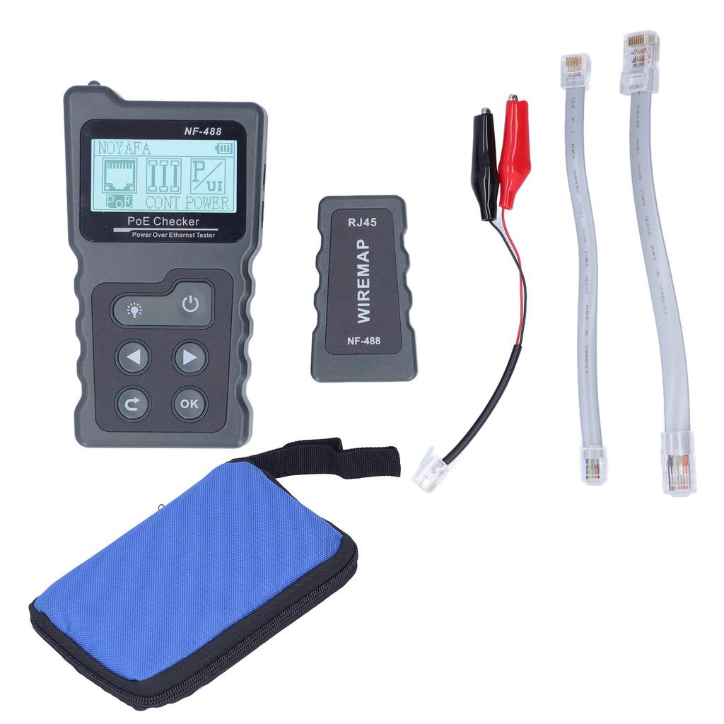 NF‑488 LCD Ethernet POE Tester Automatic Identification POE Detector Checker Camera Powered Cable Po