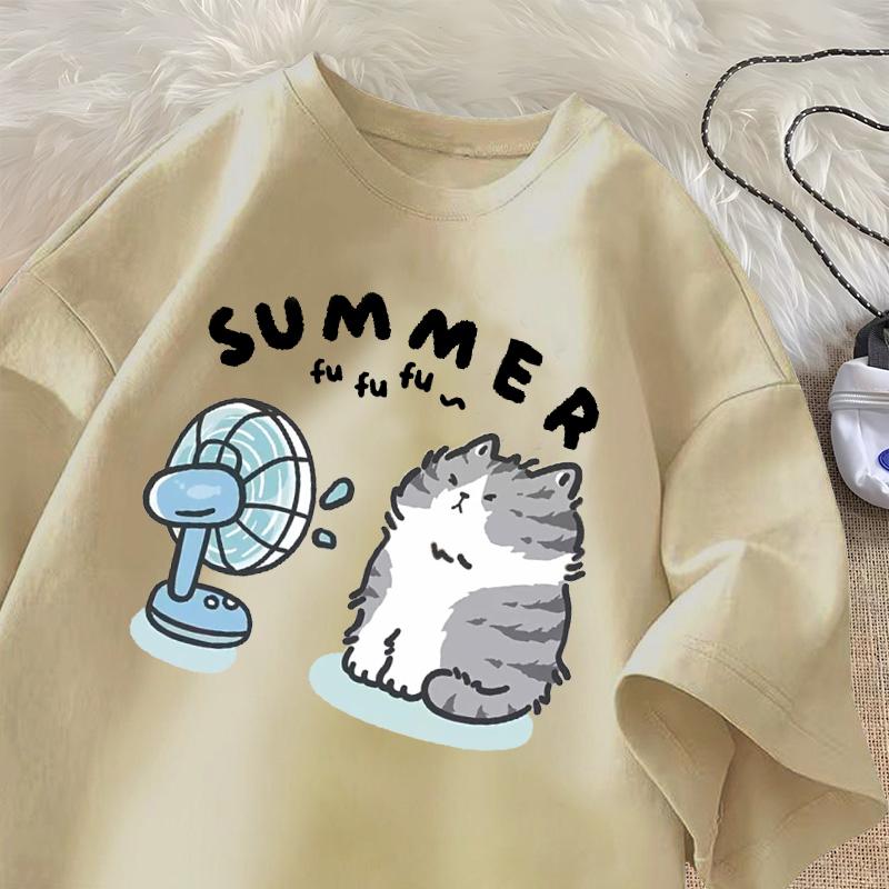 Funny Fan Cat Graphic T Shirts Women Men Cotton T-shirt Casual Summer Short Sleeve Tee Shirt Mens Designer Streetwear Oversized