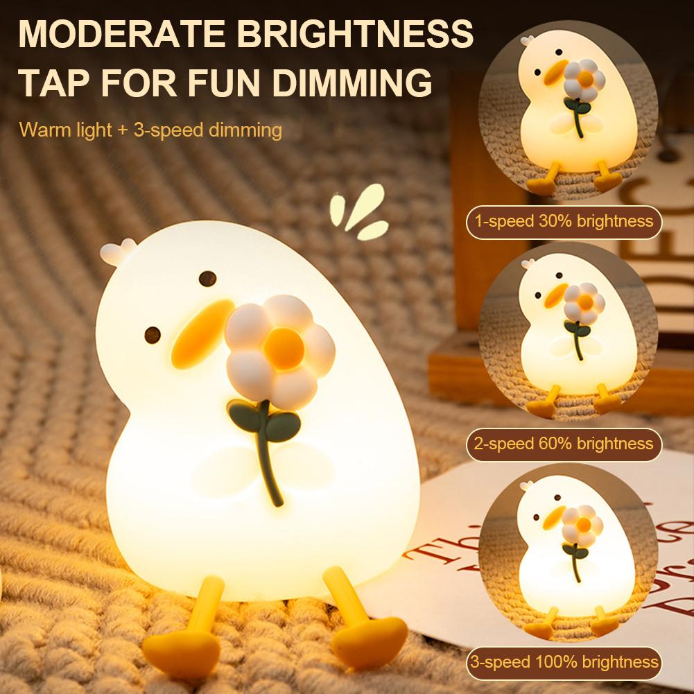 Silicone Pat Night Light Animal Bedside Lamp Eye Caring Atmosphere Light 3 Level Dimmable Cartoon Sleeping Light for Kids Room