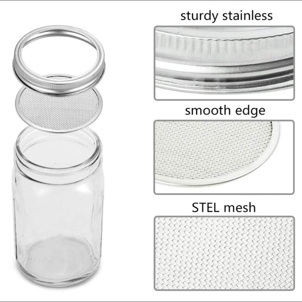Fresh Organic with Stand Wide Mouth Germination Cover Sprouter Mason Jars Sprouting Jar Kit
