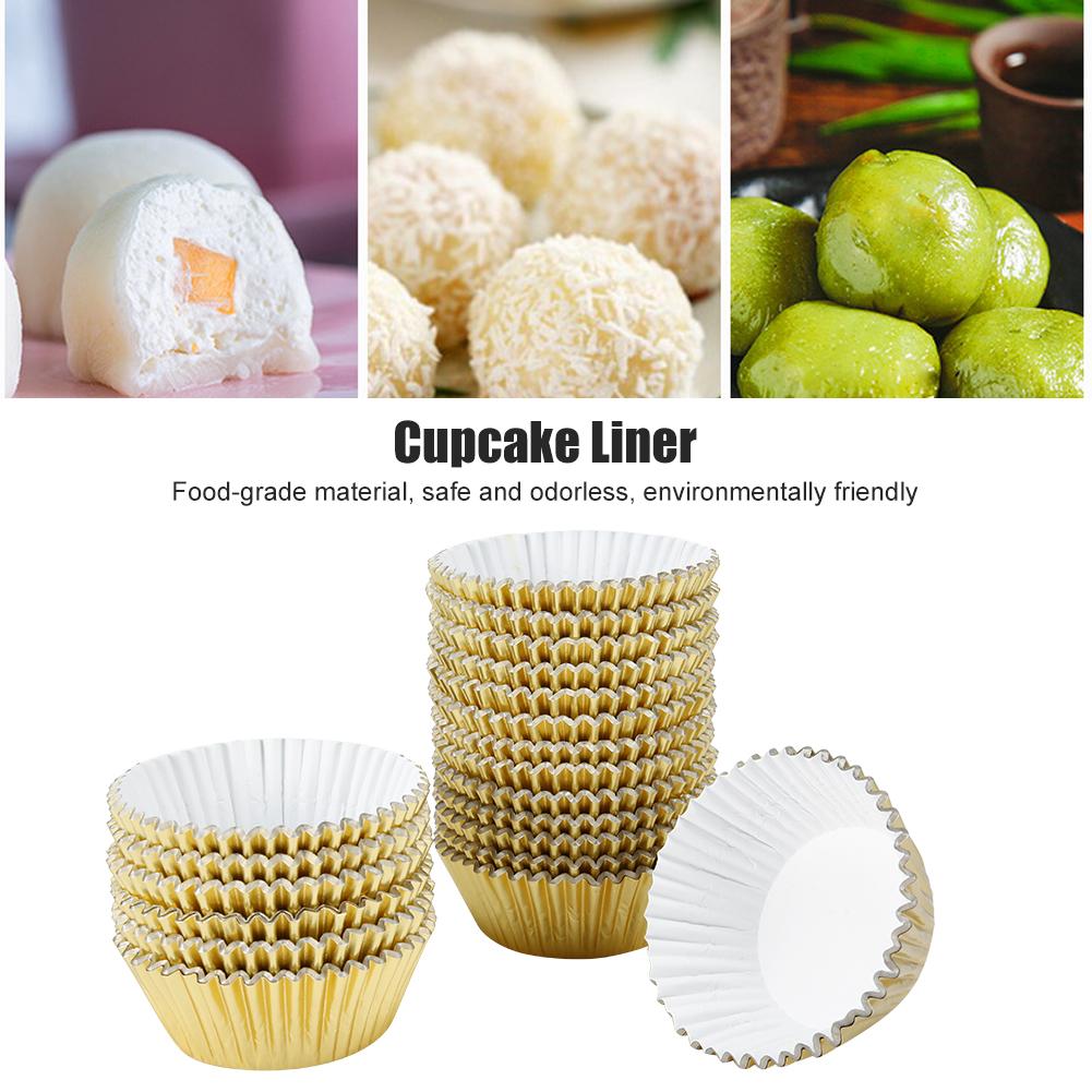 500PCS Aluminum Foil Paper Cake Cup Cupcake Liners Muffin Cases Kitchen Baking Tools