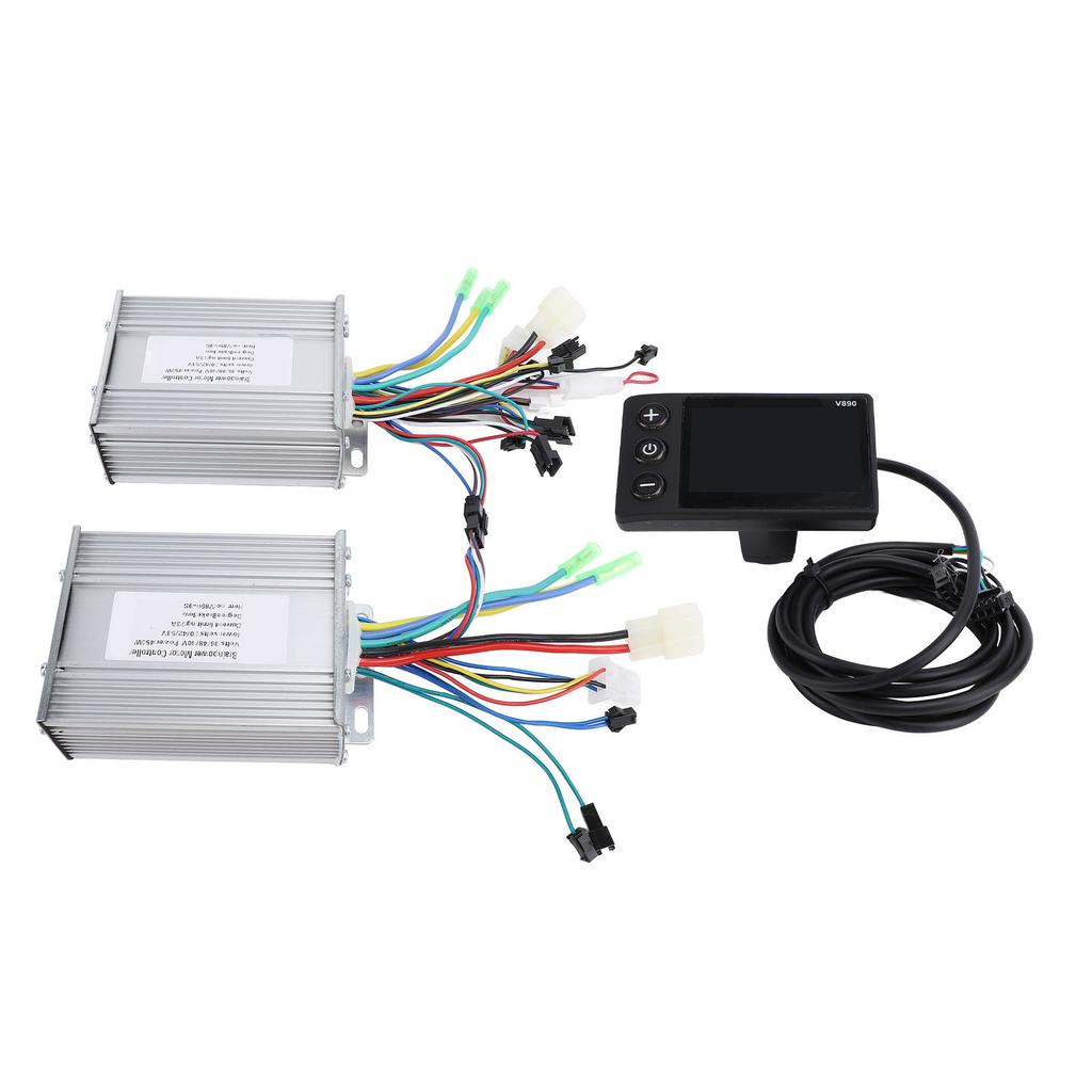 2PCS 36V 48V 60V 450W 23A Electric Bike Controllers Aluminum Alloy Dual Drive Brushless Motor Controller with V890 LCD