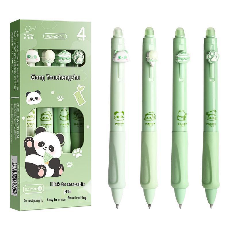 Panda Erasable Clickable Gel Pen for Third Graders - Thermosensitive Black & Blue