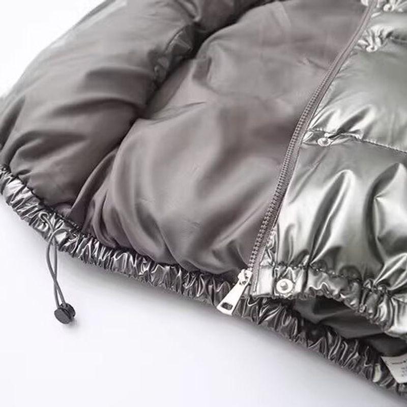 Kaslead New Women clothes Western Style Fashion Metal Technology Fabric down Cotton-padded Vest Vest