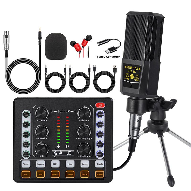 F998 Type-C Sound Card & Microphone Set for Live Broadcasts and Podcasts
