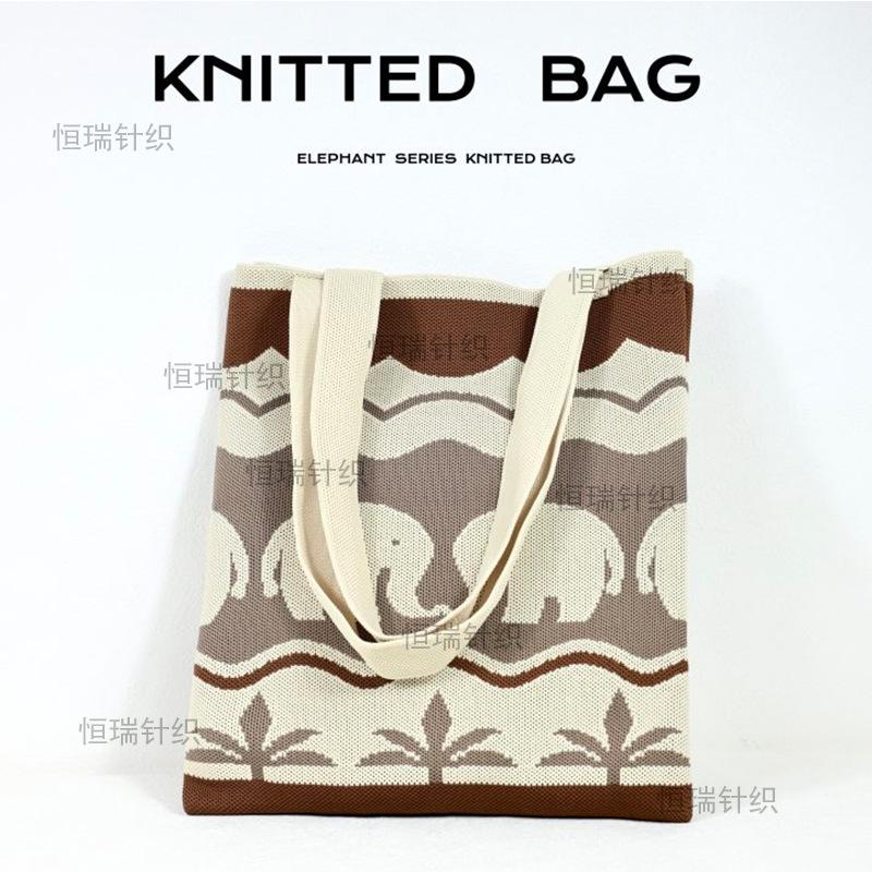 Elephant Xishuangbanna knitted bag wind cartoon cute color matching big bag