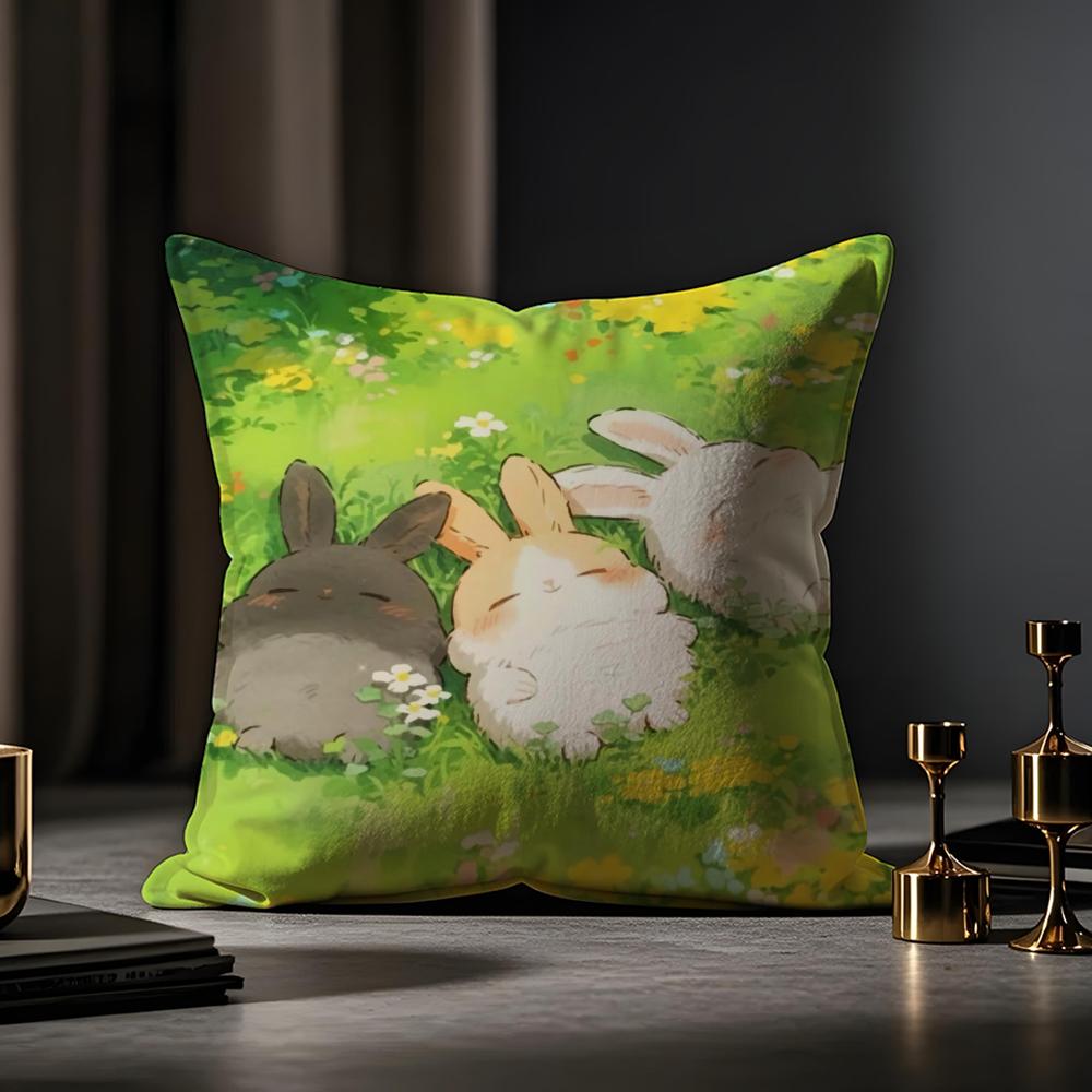 Cartoon Drawing Animal Cushion Cover Anti-dustmite Pillowcase Invisible Zipper Silky Short Plush Sofa Cushion Cover