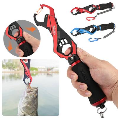 Fishing Lip Gripper Fish Plier Hand Grip Portable Aluminum Alloy Fishing Grip Hook Gripper with 26KG Weight Scale Fishing Tools