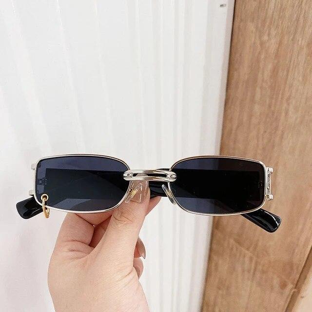 Sunglasses Luxury  Square Eyeglasses Vintage Metal Black Lenses Brown Men Womens Sun Glasses Outdoor Travel Driving Glasses