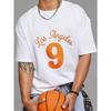 Bílé tričko Los Angeles 9 potisk Casual Streetwear pro muže a ženy